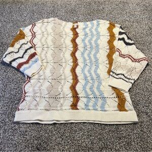 Garnet Hill Women's Sweater Fall Color Accents XS Organic Cotton Linen blend